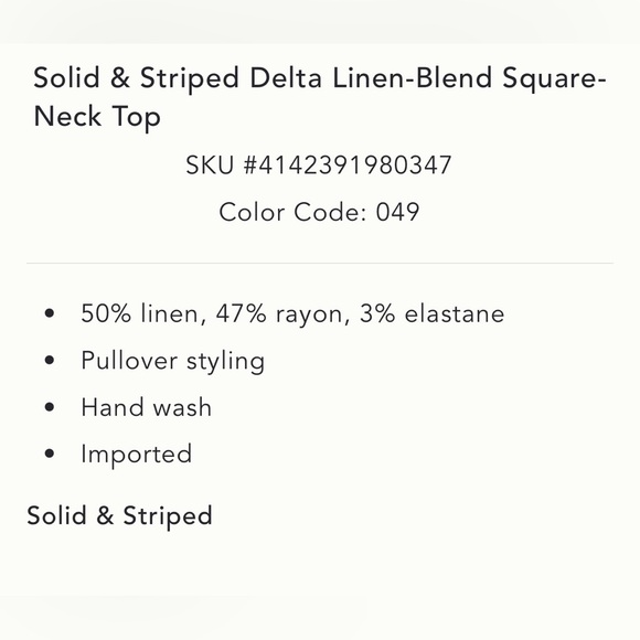 SOLID & STRIPED Delta lining blend strappy top - Picture 4 of 7